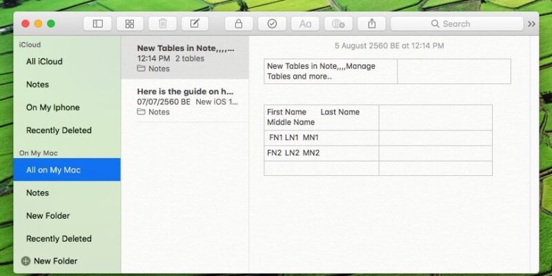 How to use Tables in Note on MacBook Pro, Air, iMac Big sur