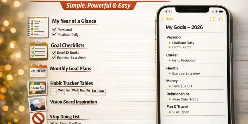 New Year Goals Ideas to Write in Apple Notes (Simple, Powerful)