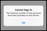 iCloud Showing Maximum Number of Free Accounts Have Been Activated on iPhone