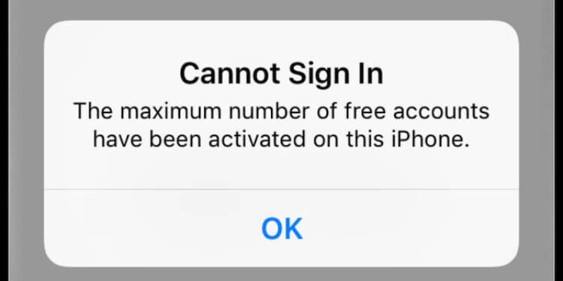 iCloud Showing Maximum Number of Free Accounts Have Been Activated on iPhone